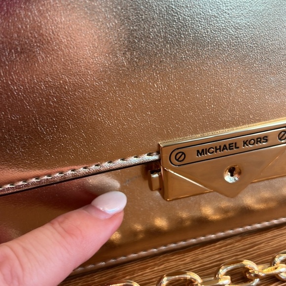nwt MICHAEL KORS CeCe Metallic Gold Clutch shoulder Bag - Picture 9 of 12
